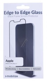 Mobilize Display Protective Film - 57084 Mobilize Glass Screen Protector - Black Frame - Apple Iphone 15 Pro Max
