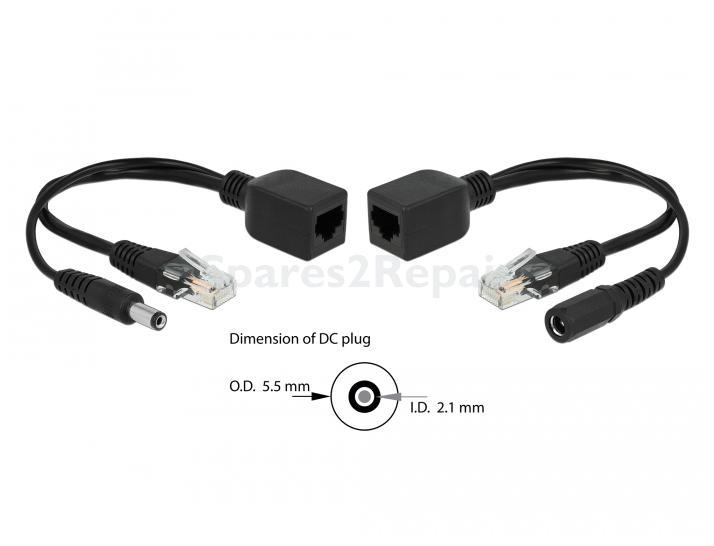 Delock Poe-splitter - Passives Poe Adapter Set Rj45 Dc 5,5 X 2,1 Mm