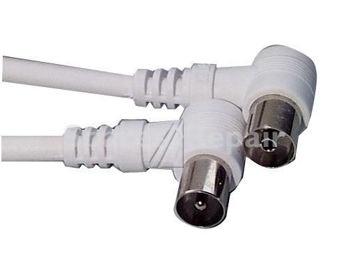 Compatible White Aerial Cable - Coaxial Cable Male Female Angled 9 5mm White 7 5m