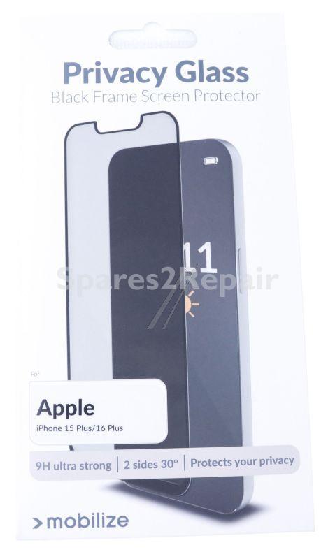 Mobilize Display Protective Film - 57770 Mobilize Privacy Glass Display Protection - Black Frame - For Apple Iphone 15 Plus-16 Plus