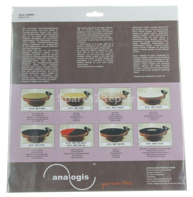Analogis Turntable Mat - Mat Six Black Turntable Mat Leather Black - 295mm 90g
