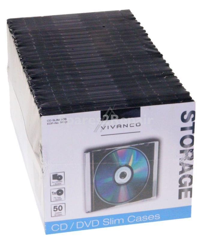 VIVANCO CD-Organiser CD SLIM 50B CD SLIM CASE FOR EINE CD, X 50 PACK, BLACK 31701