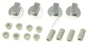 Compatible Lever Set - Alternative Universal Multifit Replacement Control Knob Set Compatible For Oven Gas Electric Cooker Hob X4 Silver