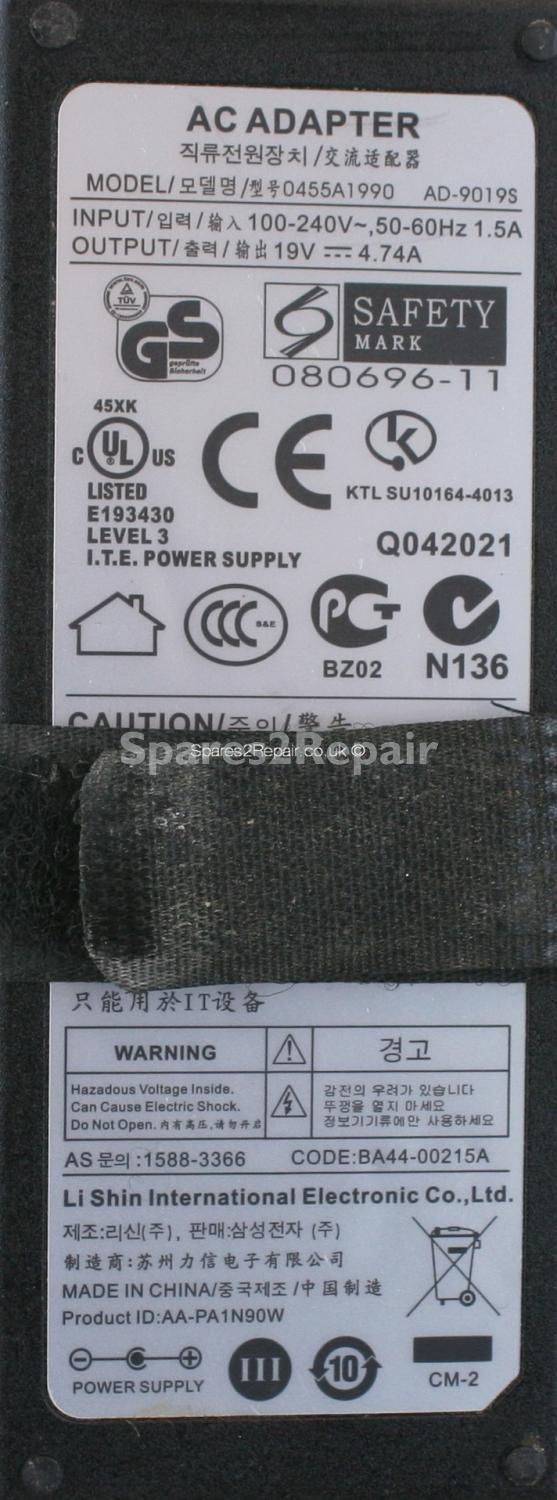 Li Shin - Charger - 0455A1990 - AD-9019S - 19V 4.74A (Original)