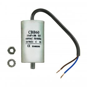 Universal Capacitor (10uF / 10MFD, 450VAC) with 20cm Cable Connectors