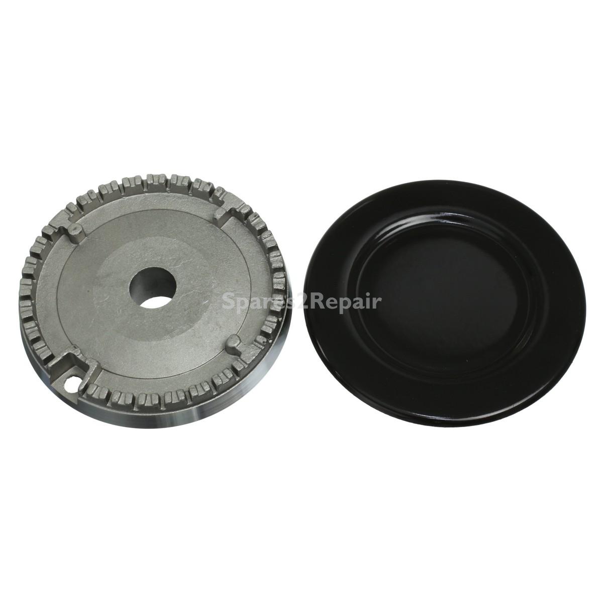 Universal Gas Hob Top 100m Diameter, 17mm Bore Burner Crown & Flame Cap Lid