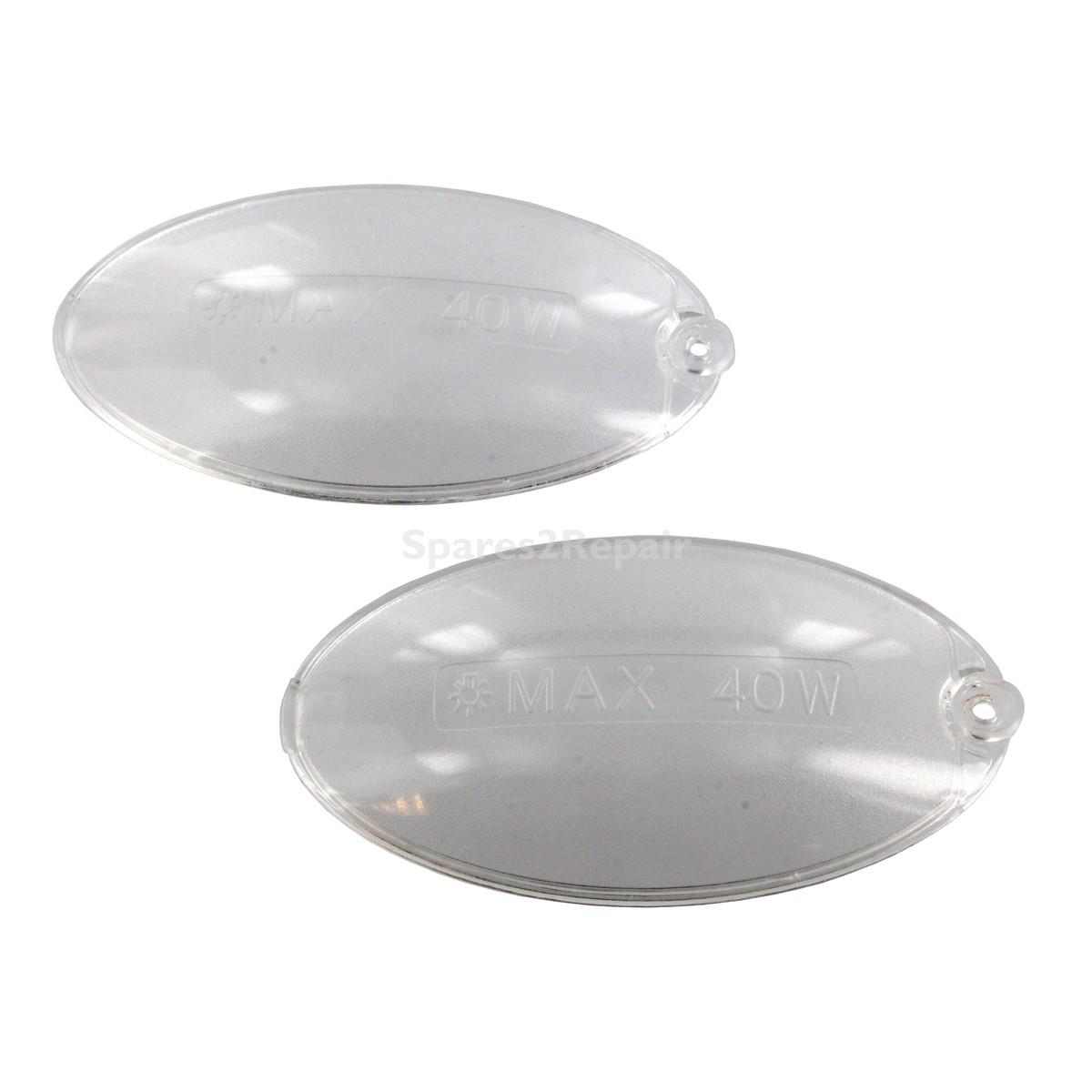 Universal Electrolux, Indesit-Whirlpool, Smeg Oval-Shaped Cooker Hood Bulb Light Diffuser Cover Panel (100mm x 52mm, Pack of 2)