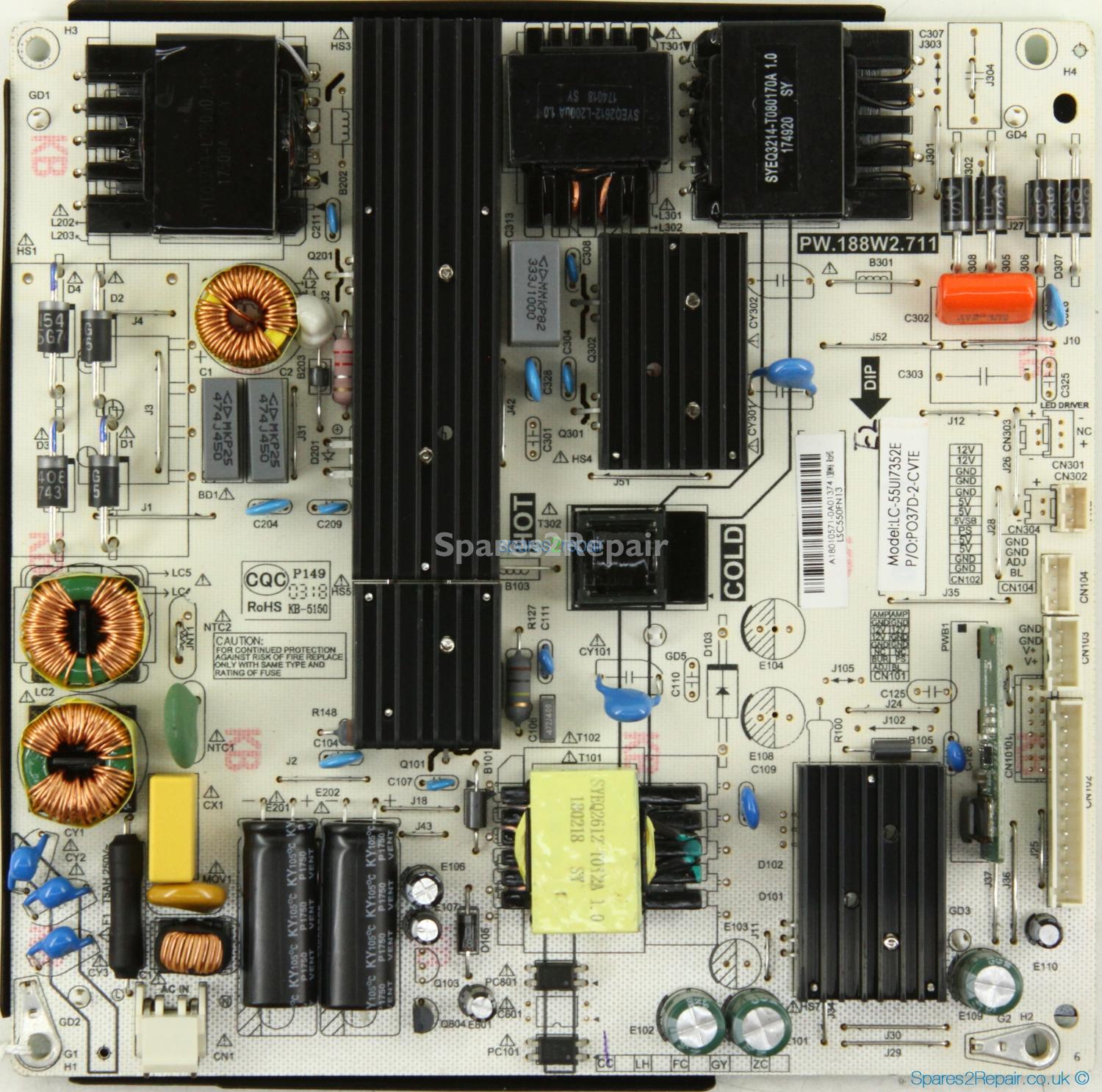 Sharp LC-55UI7352K - Power Supply - PW.188W2.711 - A18010571 - PO37D-2-CVTE - LSC550FN13
