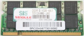 SIS Module 1Gb PC2-5300S DDR2-667 Laptop Memory