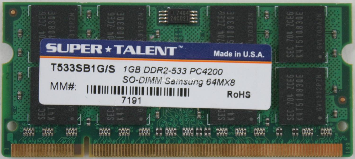 Super Talent 1Gb PC2-4200S DDR2-533 Laptop Memory